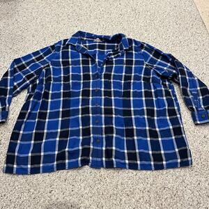 Duluth Trading Co Plaid Flannel Button Down Shirt Sz 3X Blue Fall Outdoor
